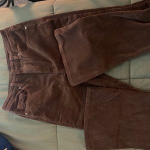 brown corduroy flare leg jeans